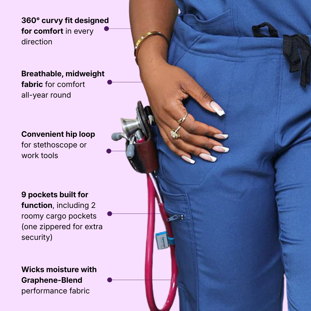 The Nikki Curvy Cargo Scrub Pants