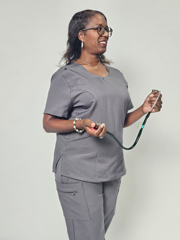 Women's Grey Scrub Shirt w/ Waist Pocket